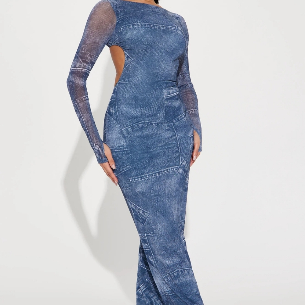 Mesh Backless Maxi Dress